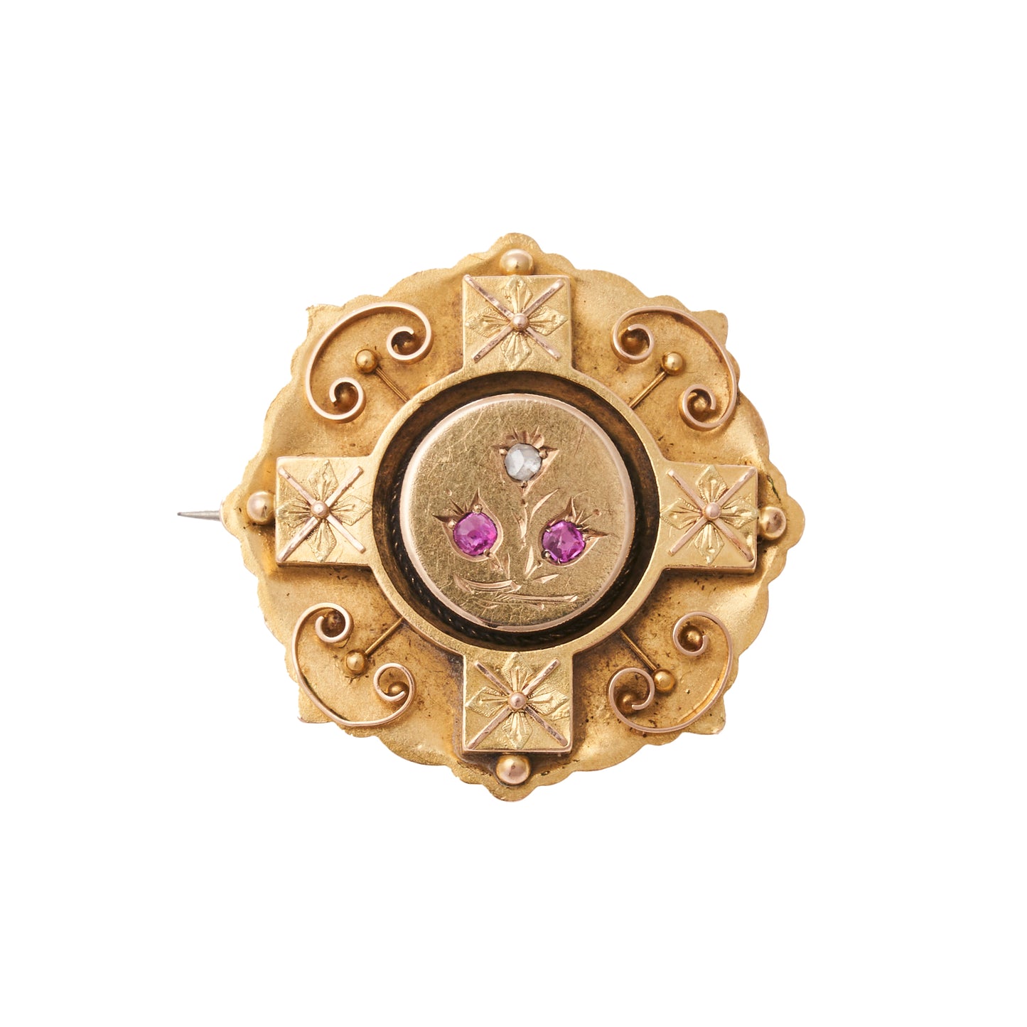 Ruby & Diamond Colonial Brooch